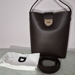 Danier Mediun Dark Brown Leather Bucket Bag
